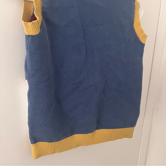 Knit Sweater Vest Little Kid 140 cm 8 yrs Lightweight Landscape Fish Blue Yellow - Picture 8 of 8